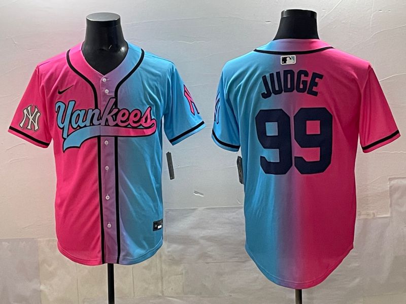 Men New York Yankees #99 Judge Blue pink Game 2025 Nike MLB Jersey style 007